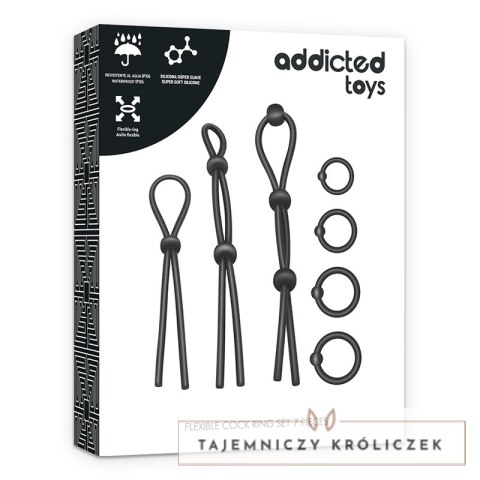 Addicted Toys Zestaw 7 Elastycznych Pierścieni Silikonowych Czarny ADDICTED