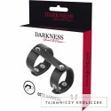 Darkness - Skorzany regulowany pierścień intymny z dwoma obręczami DARKNESS
