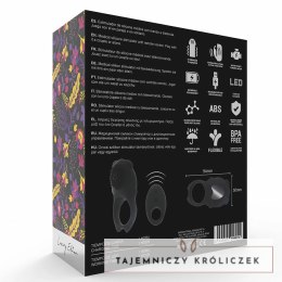 MIA COLOSSEO Czarny pierścień intymny z pilotem, 10 trybow wibracji MIA