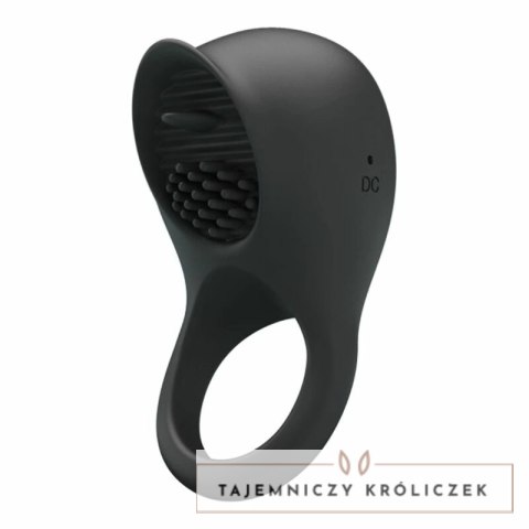 Pretty Love Licking Ring - silikonowy pierścień wibrujący USB czarny PRETTY LOVE