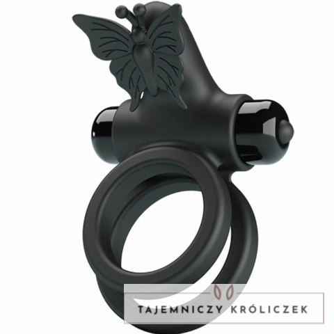 Pretty Love Podwojny Pierścień Wibrujący Czarny 10 Trybow Silikon PRETTY LOVE