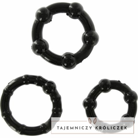 Seven Creations Zestaw 3 silikonowych pierścieni anatomicznych czarnych SEVEN CREATIONS