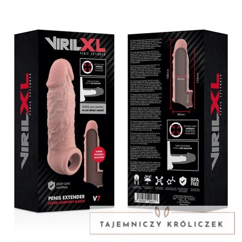 VirilXL Extension V7 - anatomiczny rękaw silikonowy do wydłużania, naturalny VIRILXL