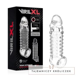 VirilXL V11 - Transparentny anatomiczny rękaw intymny z uchwytem, 13,5 cm VIRILXL