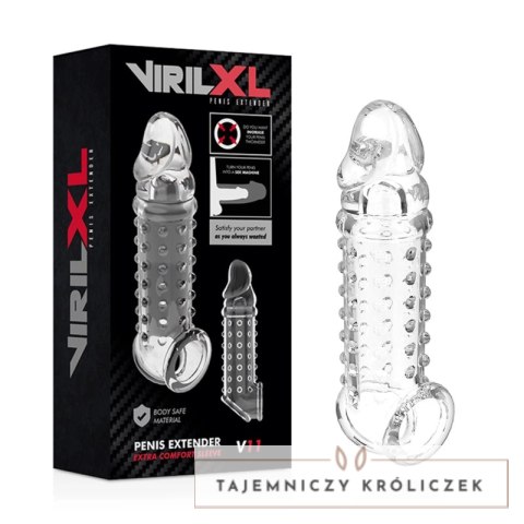 VirilXL V11 - Transparentny anatomiczny rękaw intymny z uchwytem, 13,5 cm VIRILXL