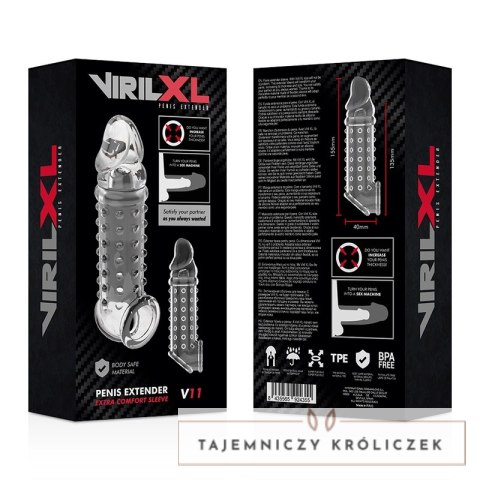 VirilXL V11 - Transparentny anatomiczny rękaw intymny z uchwytem, 13,5 cm VIRILXL
