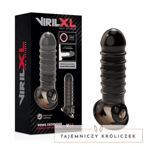 VirilXL V15 Czarny - Nakładka Powiększająca, Teksturowana, TPE, 13,5 cm VIRILXL