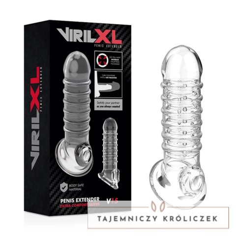 VirilXL V15 Przezroczysty rękaw intymny do powiększania rozmiaru 13,5 cm VIRILXL