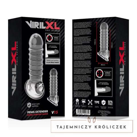 VirilXL V15 Przezroczysty rękaw intymny do powiększania rozmiaru 13,5 cm VIRILXL