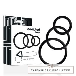 Addicted Toys - Zestaw 3 pierścieni elastycznych czarny uniwersalny ADDICTED