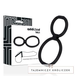 Addicted Toys Zestaw Regulowanych Pierścieni Intymnych z Silikonu, Czarny ADDICTED