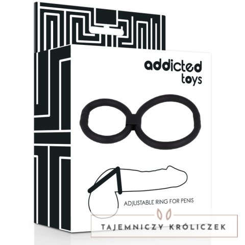 Addicted Toys Zestaw Regulowanych Pierścieni Intymnych z Silikonu, Czarny ADDICTED