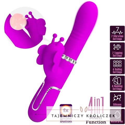 Pretty Love Rabbit Motyl 4w1 wielofunkcyjny model silikonowy fuksja PRETTY LOVE