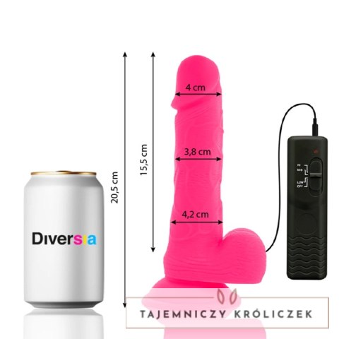 Diversia Elastyczny Model Wibrujący Rożowy 20,5 cm z Przyssawką DIVERSIA