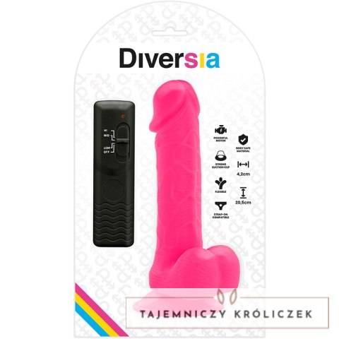 Diversia Elastyczny Model Wibrujący Rożowy 20,5 cm z Przyssawką DIVERSIA