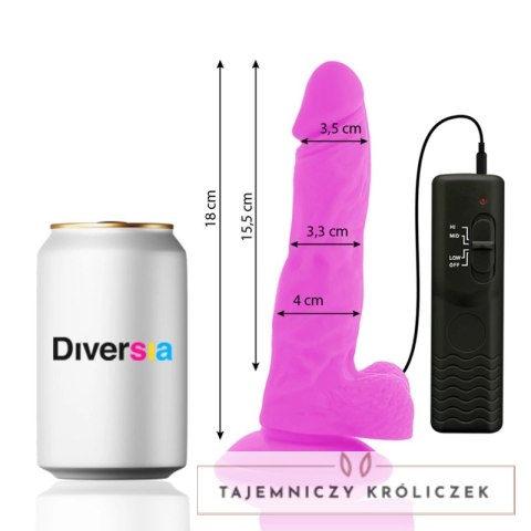 Diversia Model Vibra Violet 18 cm - Elastyczny system z przyssawką DIVERSIA