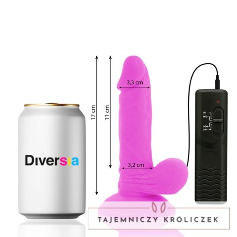 Diversia Wibrujący Model Intymny Fioletowy 17 cm Elastyczny TPE DIVERSIA