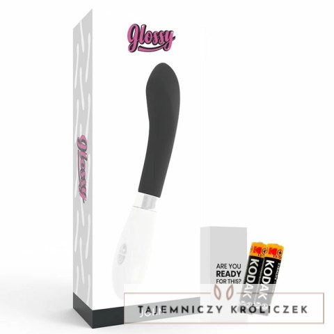 Glossy John Czarny - Wibrator silikonowy, 10 trybow, wodoodporny, 12 cm GLOSSY