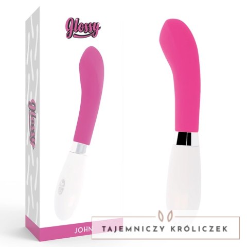 Glossy John - rożowy model wibrujący, silikonowy, 12 cm, 10 trybow GLOSSY