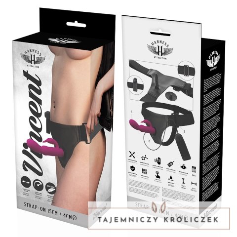 Harness Attraction Vincent - Pas z systemem paskow i masażer 15x4 cm HARNESS ATTRACTION