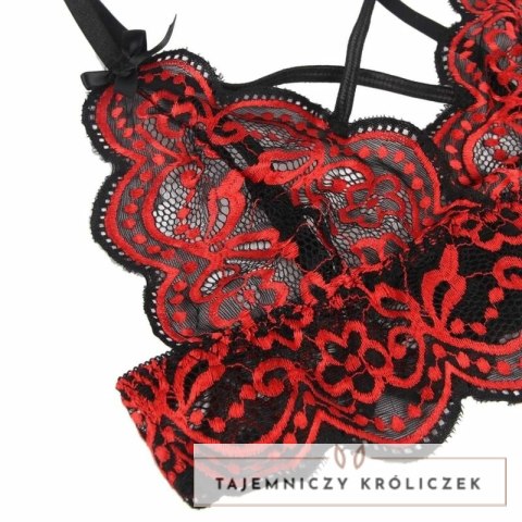 Subblime Komplet Koronkowy Dwuczęściowy Top i Majtki S/M Czerwono-Czarny SUBBLIME