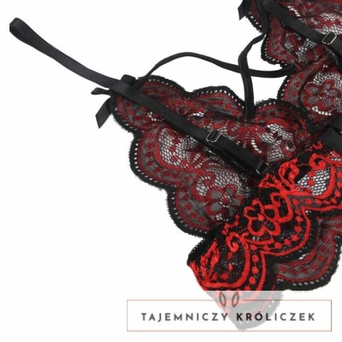 Subblime Komplet Koronkowy Dwuczęściowy Top i Majtki S/M Czerwono-Czarny SUBBLIME