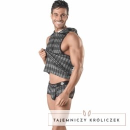 ANAIS MEN Aegis T-shirt z kapturem szaro-czarny L modny design ANAIS MEN