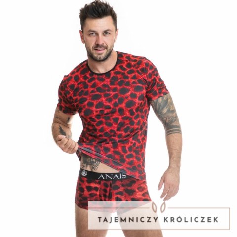 ANAIS MEN Savage T-Shirt S czerwona mikrofibra animal print ANAIS MEN