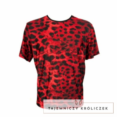 ANAIS MEN Savage T-Shirt S czerwona mikrofibra animal print ANAIS MEN