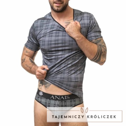 ANAIS MEN T-shirt Balance L czarno-szara kratka mikrofibra ANAIS MEN