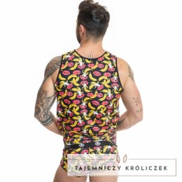 ANAIS MEN Top męski bez rękawow L bananowy motyw lycra ANAIS MEN