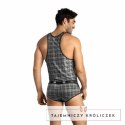 Anais Men Balance Top S czarno-szara kratka bez rękawow mikrofibra ANAIS MEN