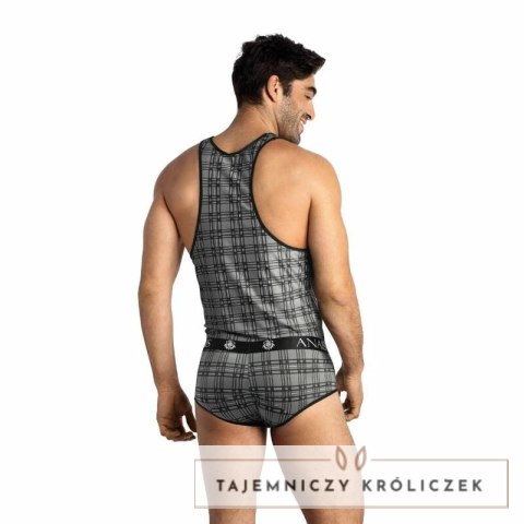Anais Men Balance Top S czarno-szara kratka bez rękawow mikrofibra ANAIS MEN