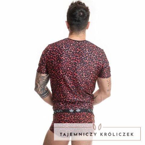 Anais Men T-Shirt Tribal XL czerwona mikrofibra, zwierzęcy print ANAIS MEN