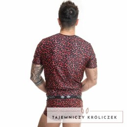 Anais Men T-shirt Tribal M czerwona mikrofibra z nadrukiem zwierzęcym ANAIS MEN