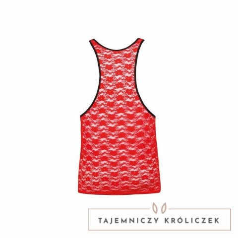 Anais Men Top XL Czerwony Koronkowy Bez Rękawow Kwiatowy Wzor ANAIS MEN