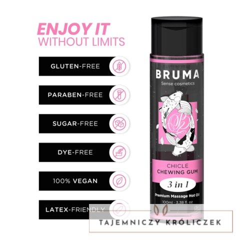 BRUMA Premium Olejek Masażowy 3w1 Guma do Żucia, efekt ciepła, 100ml BRUMA