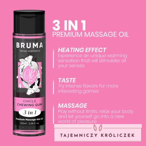 BRUMA Premium Olejek Masażowy 3w1 Guma do Żucia, efekt ciepła, 100ml BRUMA