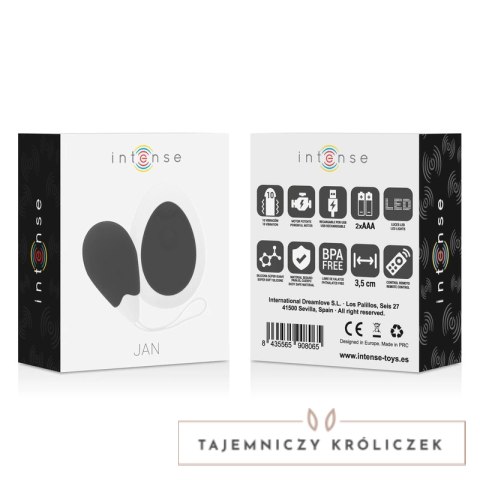 Intense Jan Czarny - Wibrujące Jajko Bezprzewodowe z Pilotem, 10 Trybow INTENSE