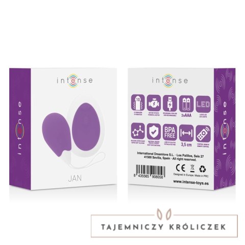 Intense Jan Lilac bezprzewodowe jajko wibrujące z pilotem, 10 trybow INTENSE