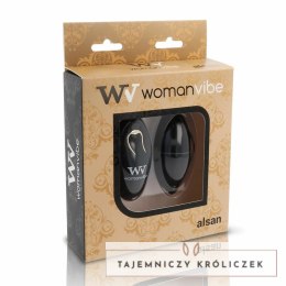 Womanvibe Alsan Egg - silikonowa maszyna intymna z pilotem, czarna WOMANVIBE