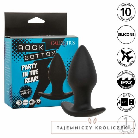 CalExotics Rock Bottom Perfect Plug 10 Trybow Wibracji Czarny Silikon CALEXOTICS