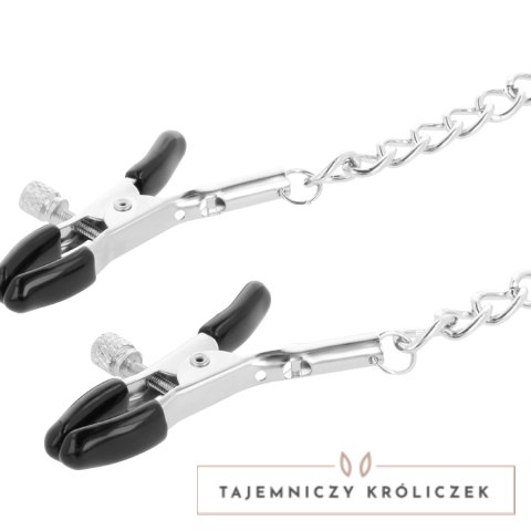 Darkness Metalowe Zaciski Regulowane na Sutki z Łańcuszkiem Unisex DARKNESS