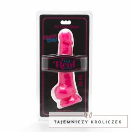 Get Real Happy Dicks 19 cm model z kulkami, rożowy - przyssawka GET REAL