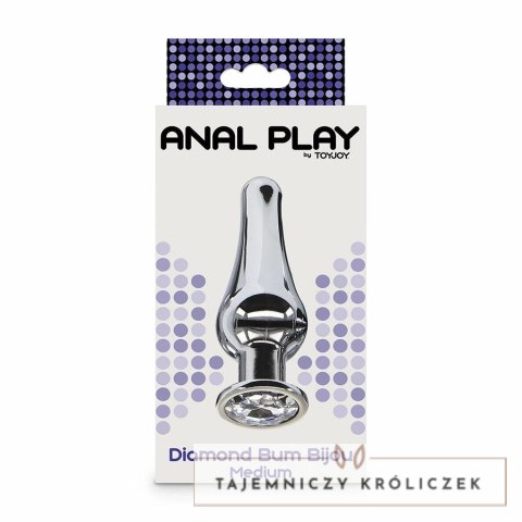 ToyJoy Diamond Bum Bijou Średni korek aluminiowy ze srebrnym kryształem 11 cm TOYJOY