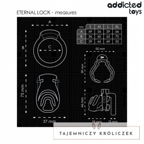 Addicted Toys Locked Eternal Lock system kontroli 9 cm, 4 pierścienie ADDICTED