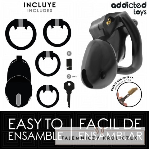 Addicted Toys Locked Midnight Cell S - system kontroli, 4 pierścienie, 4.8 cm ADDICTED