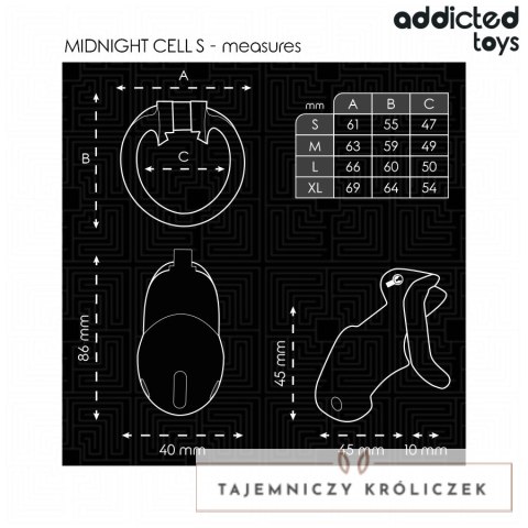 Addicted Toys Locked Midnight Cell S - system kontroli, 4 pierścienie, 4.8 cm ADDICTED