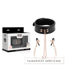 BEGME Black Edition kołnierz z neoprenu z łańcuszkiem i zaciskami, regulowany BEGME