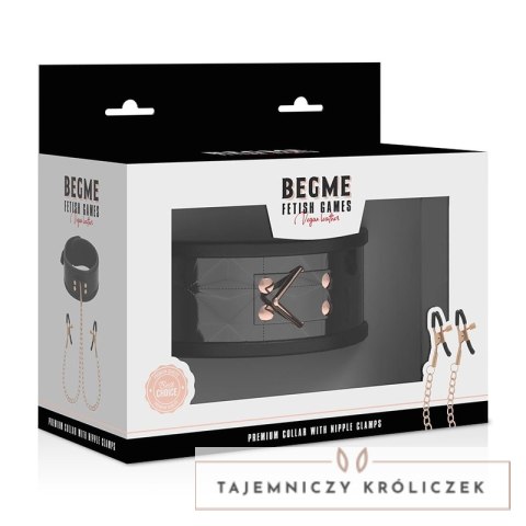 BEGME Black Edition kołnierz z neoprenu z łańcuszkiem i zaciskami, regulowany BEGME